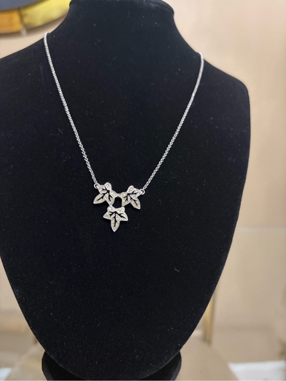 Dior Silver Leaf Trio Pendant Necklace - Women Jewelry
